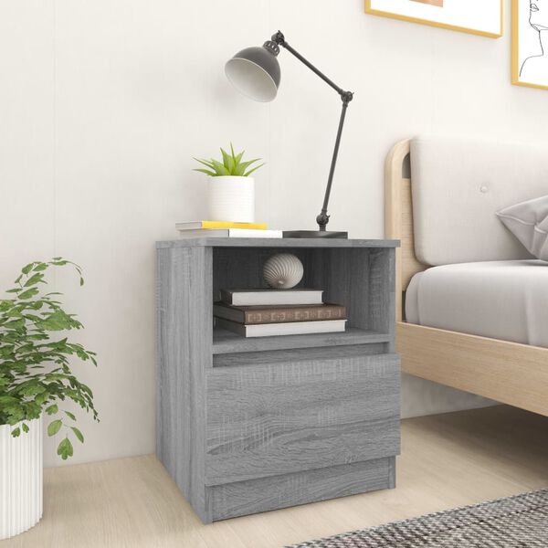 vidaXL Tables de chevet 2 pcs sonoma gris 40x40x50cm bois d'ing&eacute;nierie