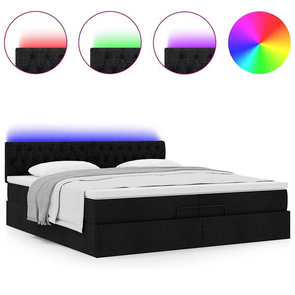 VidaXL Cadre de lit ottoman avec matelas noir 200x200cm tissu