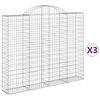 vidaXL Paniers &agrave; gabions arqu&eacute;s 3 pcs 200x30x160/180 cm Fer galvanis&eacute;