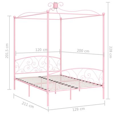 vidaXL Cadre de lit à baldaquin sans matelas rose métal 120x200 cm