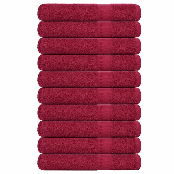 vidaXL Serviettes de sauna FROGN 10pcs bordeaux 80x200cm 360 g/m&sup2;