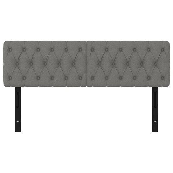 vidaXL T&ecirc;tes de lit 2 pcs gris fonc&eacute; 80x7x78/88 cm tissu