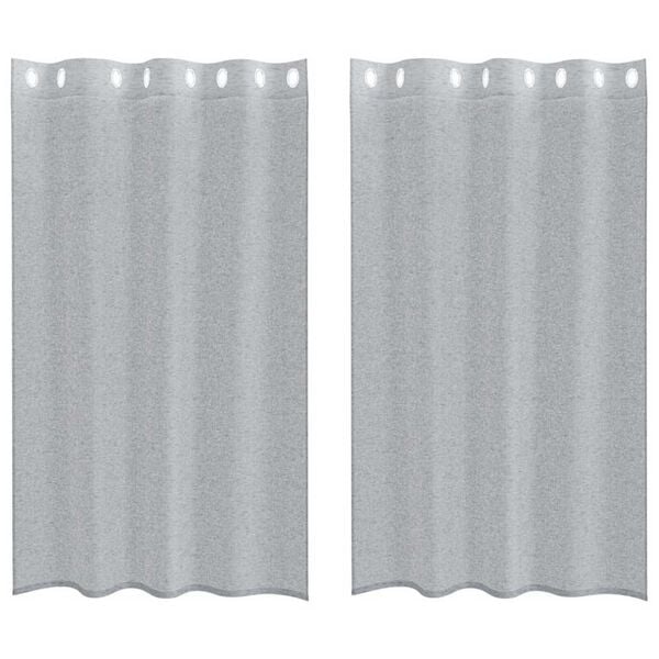 vidaXL Rideau en Voile 2 pcs Gris fonc&eacute; 175 x 140 cm Polyester