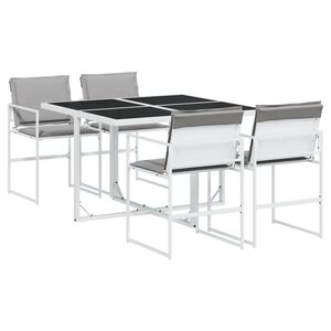vidaXL Ensemble &agrave; manger de jardin avec coussins 5 pcs blanc textil&egrave;ne