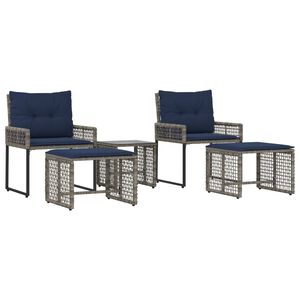 vidaXL Ensemble de meubles d'ext&eacute;rieur 5 pc Gris et marine
