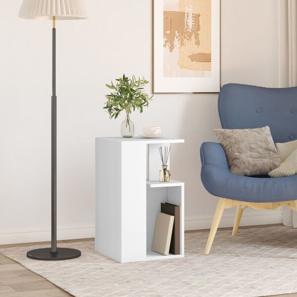 vidaXL Table d'appoint blanc 35x35x60 cm bois d&rsquo;ing&eacute;nierie
