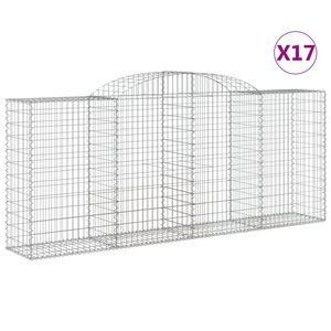 vidaXL Paniers &agrave; gabions arqu&eacute;s 17 pcs 300x50x120/140 cm fer galvanis&eacute;