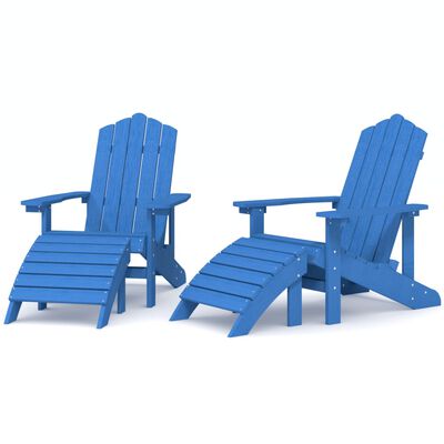 vidaXL Chaises de jardin Adirondack lot de 2 repose-pieds PEHD Bleu
