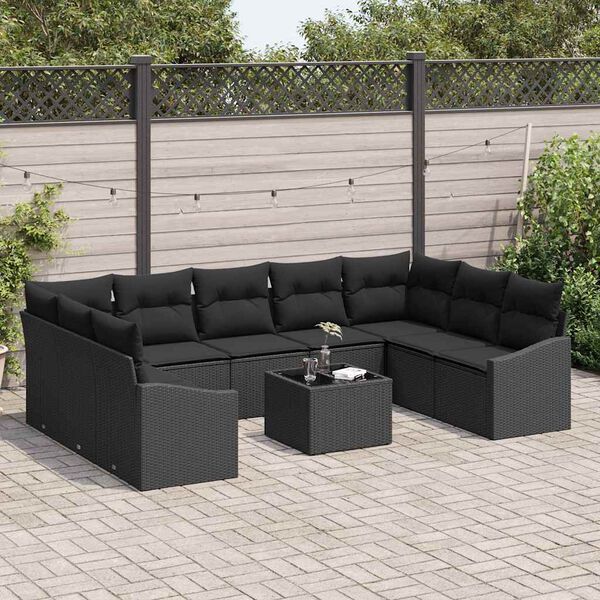 vidaXL Ensemble de canap&eacute; de jardin avec stockage Noir polyrotin