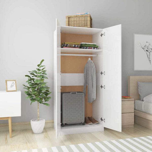 vidaXL Garde-robe Blanc brillant 80x52x180 cm Bois d&rsquo;ing&eacute;nierie