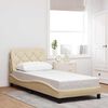 vidaXL Cadre de lit avec LED sans matelas cr&egrave;me 80x200 cm tissu