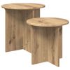 vidaXL Ensemble de tables d'appoint 2 pc Ch&ecirc;ne artisanal &Oslash; 45 x 45 cm
