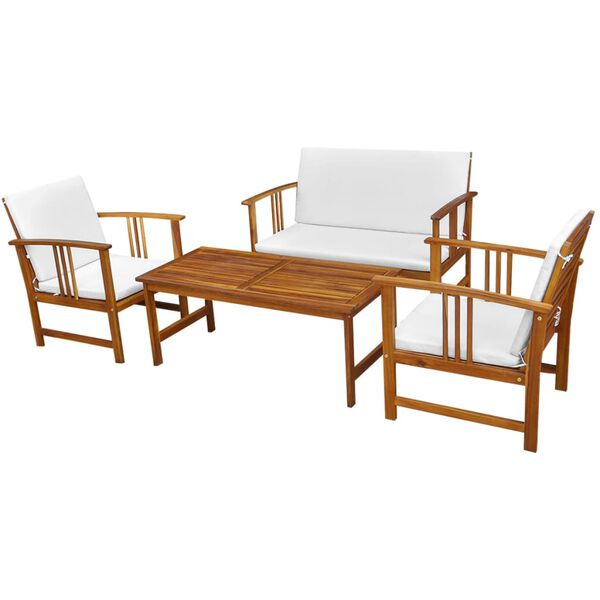 vidaXL Salon de jardin 4 pcs avec coussins Bois d'acacia solide
