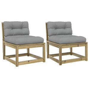 vidaXL Canap&eacute;s de jardin avec coussins 2pcs bois de pin impr&eacute;gn&eacute;