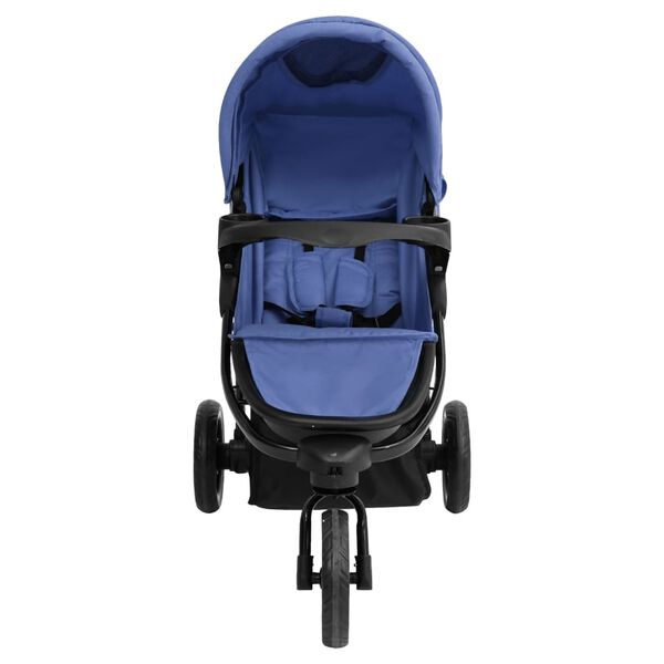 vidaXL Poussette b&eacute;b&eacute; &agrave; 3 roues Bleu marine et noir Acier