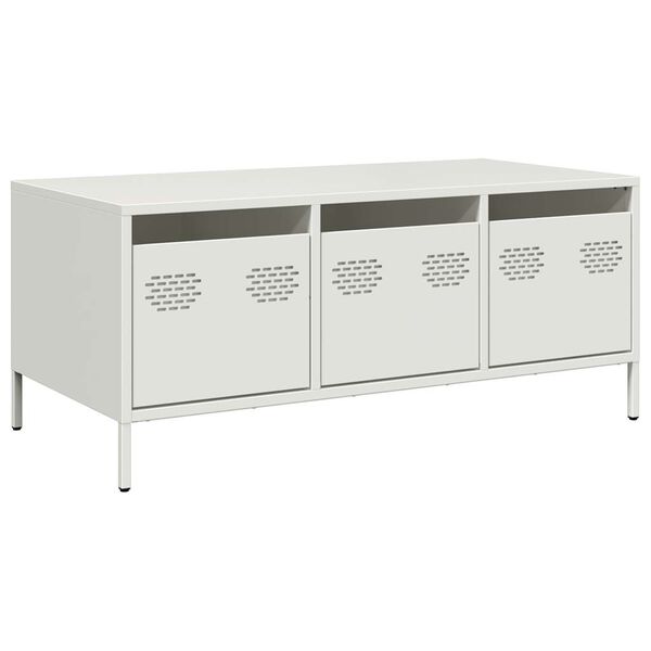 vidaXL Table basse blanc 101,5x50x43,5 cm acier lamin&eacute; &agrave; froid