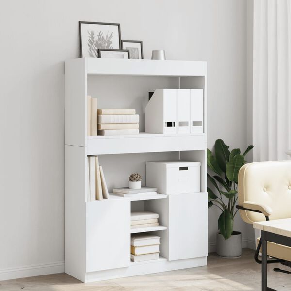 vidaXL Buffet haut blanc 92x33x140 cm bois d'ing&eacute;nierie