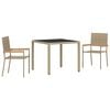 vidaXL Ensemble de salle &agrave; manger pour jardin 3 pc Beige polyrotin