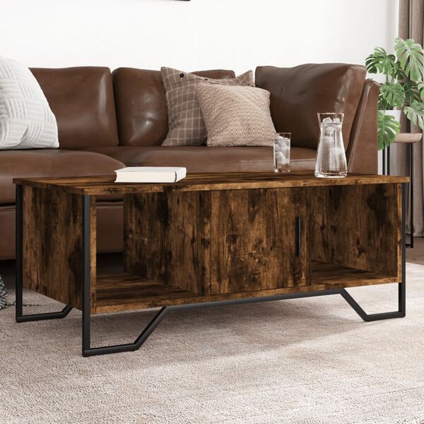 vidaXL Table basse ch&ecirc;ne fum&eacute; 100x51x40 cm bois d'ing&eacute;nierie
