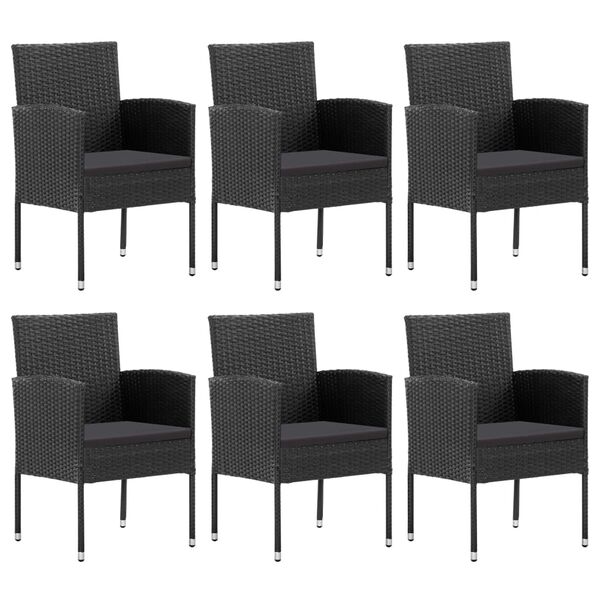 vidaXL Ensemble &agrave; manger de jardin 7 pcs noir r&eacute;sine tress&eacute;e et acier
