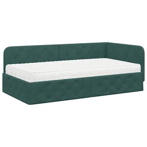 vidaXL Cadre de lit d'angle Vert fonc&eacute; 90 x 200 cm Velours