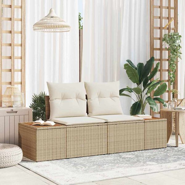 vidaXL Canap&eacute; de jardin Beige 184 x 62 x 85cm polyrotin