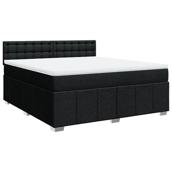 vidaXL Sommier &agrave; lattes de lit avec matelas Noir 180x200 cm Tissu