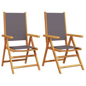 vidaXL Chaises pliantes 2 pi&egrave;ces Anthracite Bois massif d'acacia et tissu