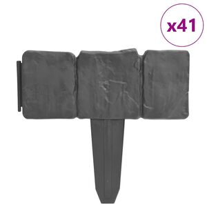 vidaXL Cl&ocirc;ture de jardin/pelouse plastique aspect de pierre 41 pcs 10m
