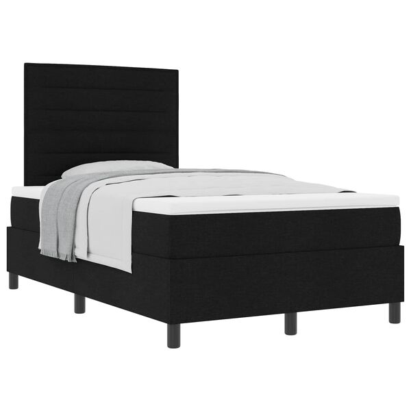 vidaXL Lit &agrave; ressorts avec matelas Noir 120 x 190 cm tissu