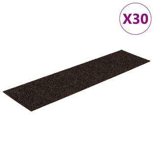 vidaXL Tapis d'escalier autocollants 30 pi&egrave;ces 76 x 20 cm Marron fonc&eacute; Rectangulaire