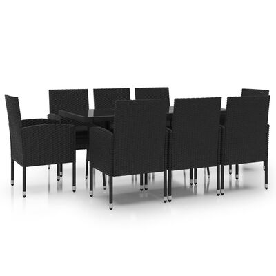 vidaXL Ensemble à manger de jardin 9 pcs Résine tressée Noir