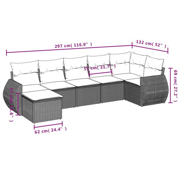 vidaXL Salon de jardin avec coussins 7 pcs marron r&eacute;sine tress&eacute;e