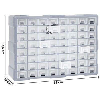 vidaXL Organisateur multi-tiroirs avec 64 tiroirs 52x16x37,5 cm