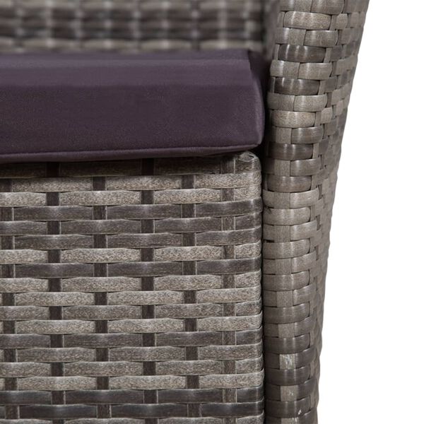 vidaXL Chaises de jardin lot de 2 avec coussins R&eacute;sine tress&eacute;e Gris