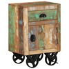 vidaXL Table de chevet avec roues 40x30x57 cm Bois de r&eacute;cup&eacute;ration