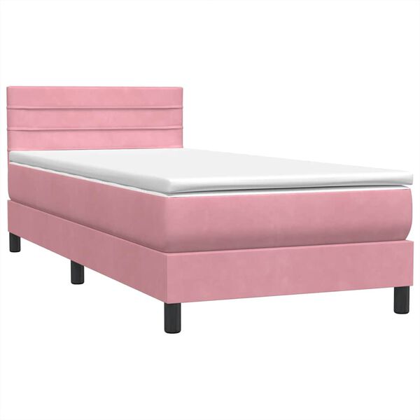 vidaXL Sommier &agrave; lattes de lit avec matelas rose 80x210 cm velours