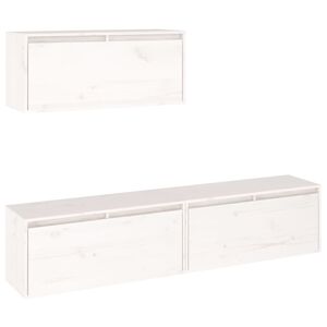 vidaXL Meubles TV 3 pcs Blanc Bois massif de pin