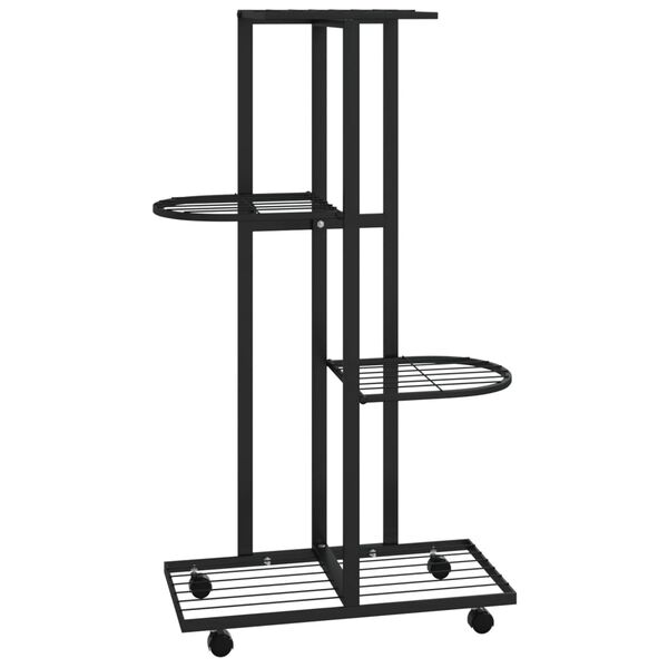 vidaXL Jardini&egrave;re &agrave; 4 niveaux avec roues 44x23x80 cm Noir Fer