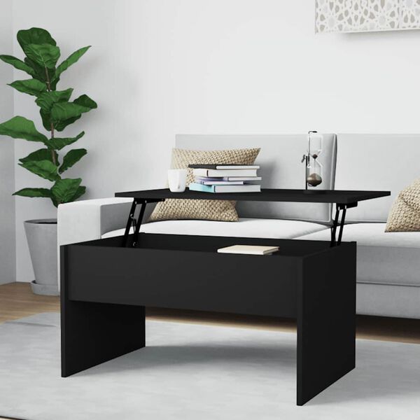 vidaXL Table basse noir 80x50,5x41,5 cm bois d'ingénierie
