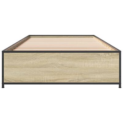 vidaXL Cadre de lit chêne sonoma 90x200 cm bois d'ingénierie et métal
