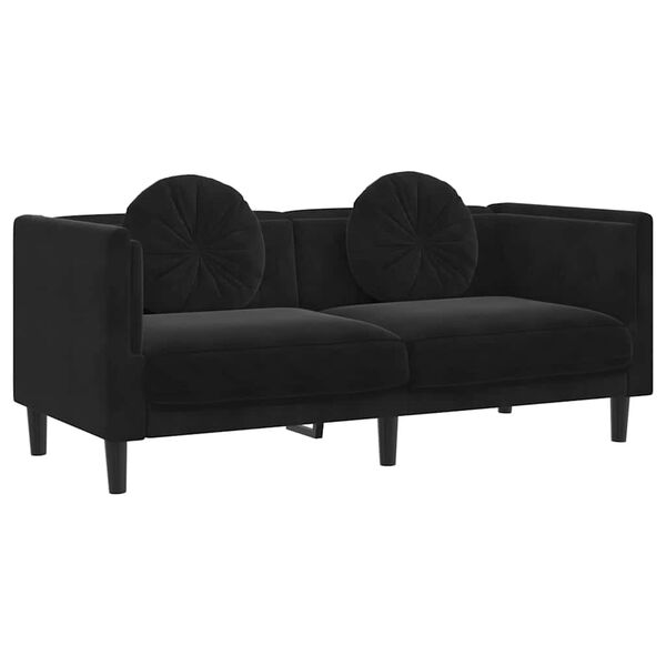 vidaXL Canap&eacute; avec coussins 2 places noir velours