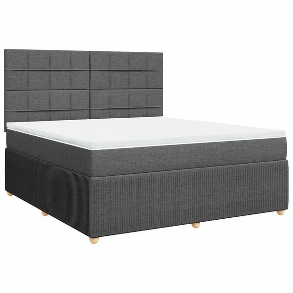 vidaXL Sommier &agrave; lattes de lit avec matelas Gris fonc&eacute; 180x200cm Tissu