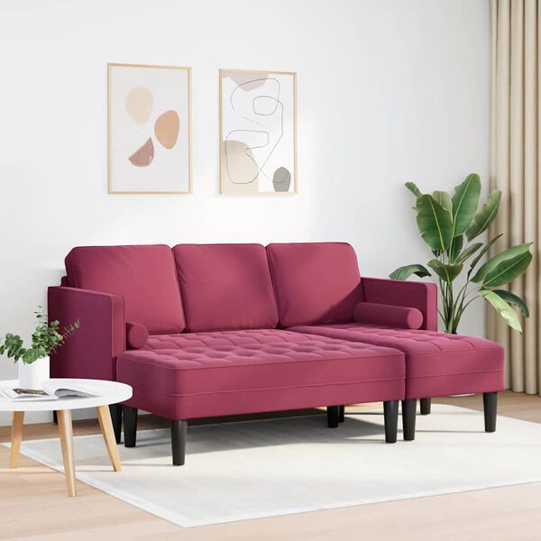 vidaXL Ensemble de Canap&eacute;s avec coussin 2 pcs Bordeaux Polyester
