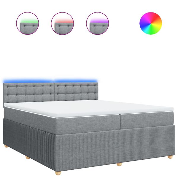 vidaXL Sommier &agrave; lattes de lit avec matelas Gris clair 200x200cm Tissu