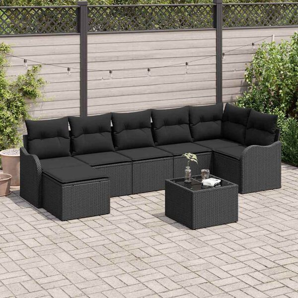 vidaXL Ensemble de canap&eacute; de jardin Noir polyrotin