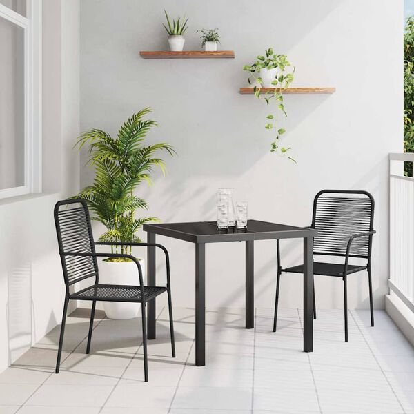 vidaXL Ensemble de salle &agrave; manger pour jardin 3 pcs Noir