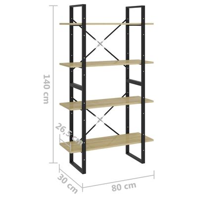 vidaXL Bibliothèque à 4 niveaux chêne sonoma bois d'ingénierie