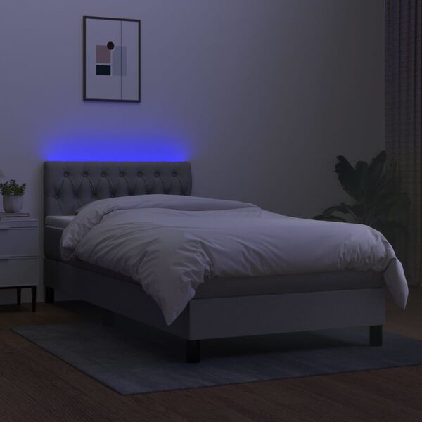 vidaXL Sommier à lattes de lit matelas LED Gris clair 100x200 cm Tissu