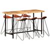 vidaXL Ensemble de bar 7 pcs Bois d'acacia solide et cuir v&eacute;ritable